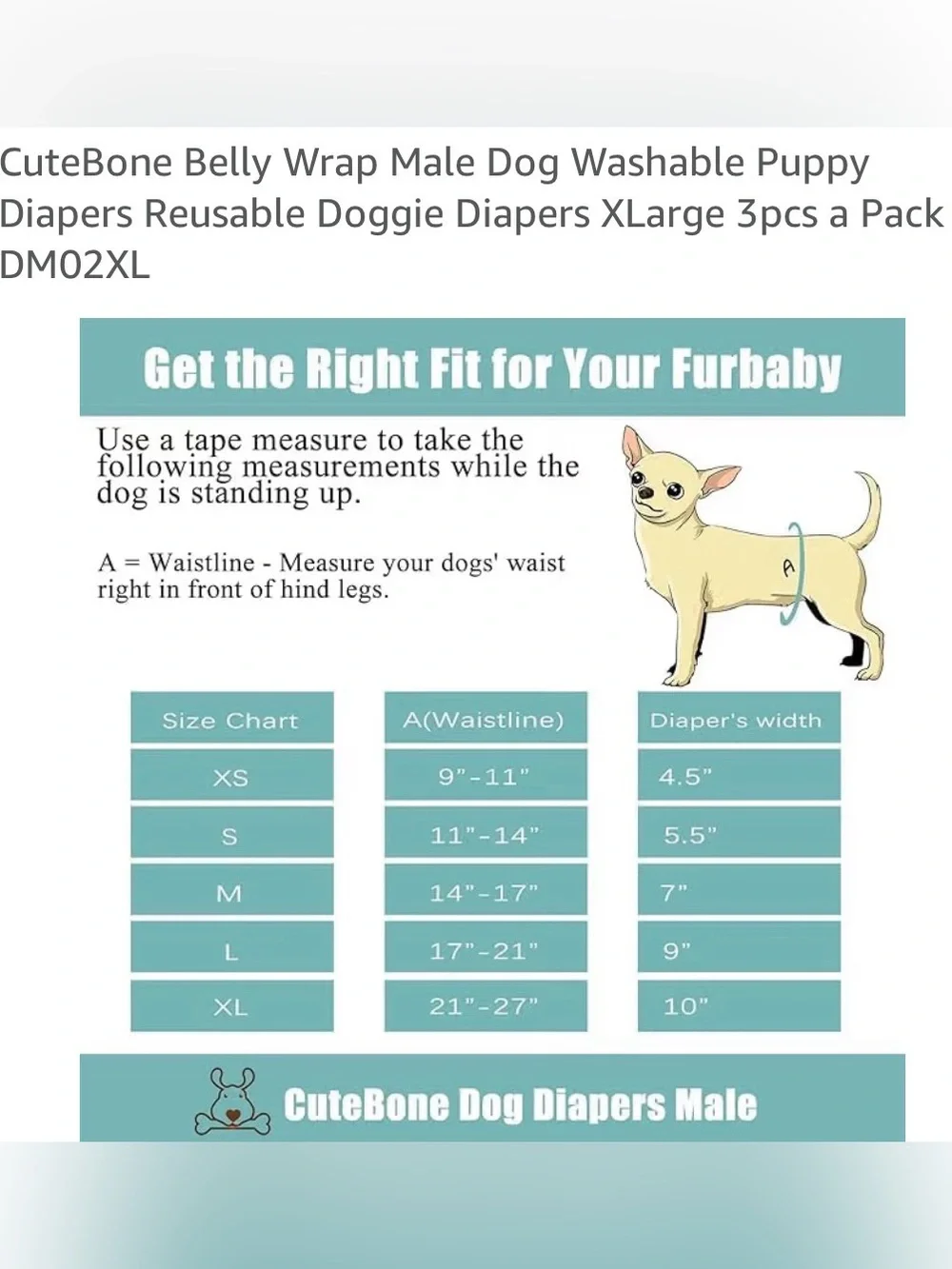 CuteBone Male Dog Belly Bands Wraps XL Washable Diapers Lot of 5 New in Pkg Bulk